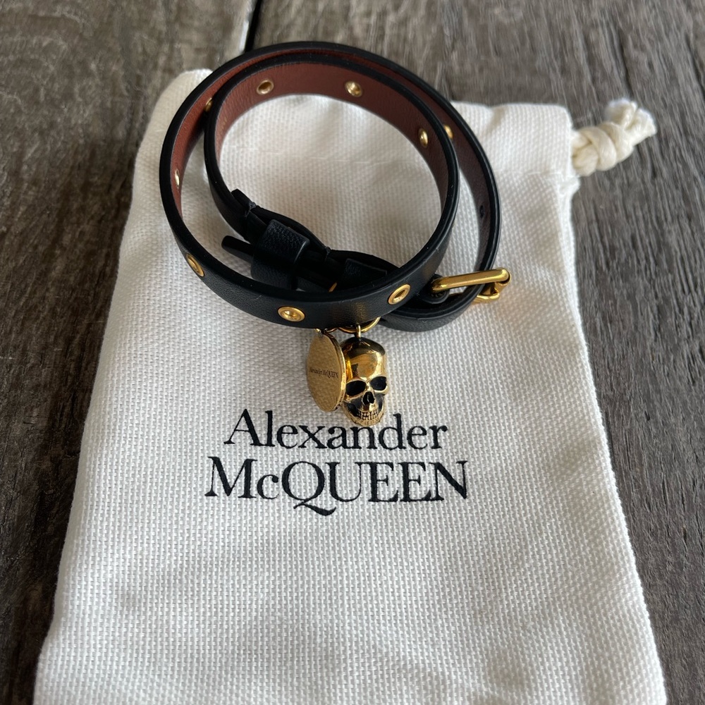 NIB Alexander McQueen Skull Wrap Bracelet in Black and Bronze